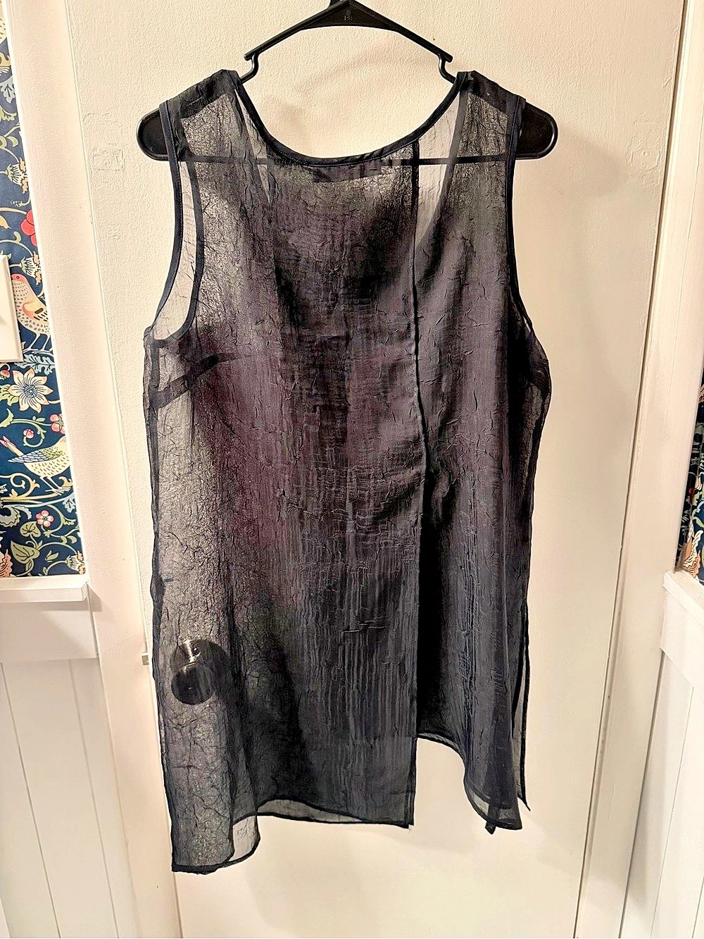SUE WONG Sheer Layered Tank in Black Like New